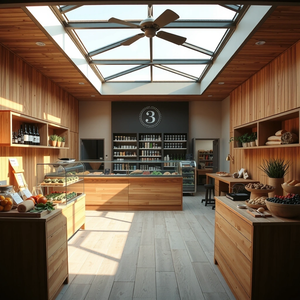 Warmherziger Innenraum mit natürlichen Materialien und frischen Lebensmitteln